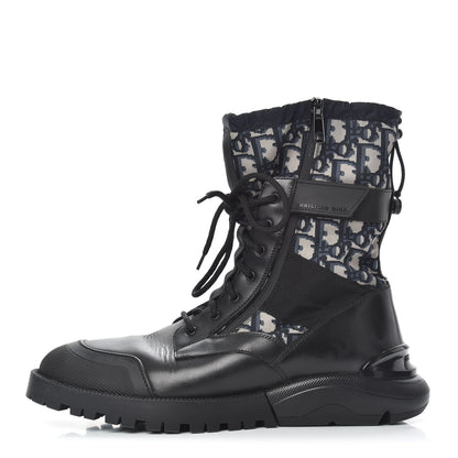 Christian Dior Oblique Smooth Calfskin Combat Boots 41 Beige Black 1 of 8
