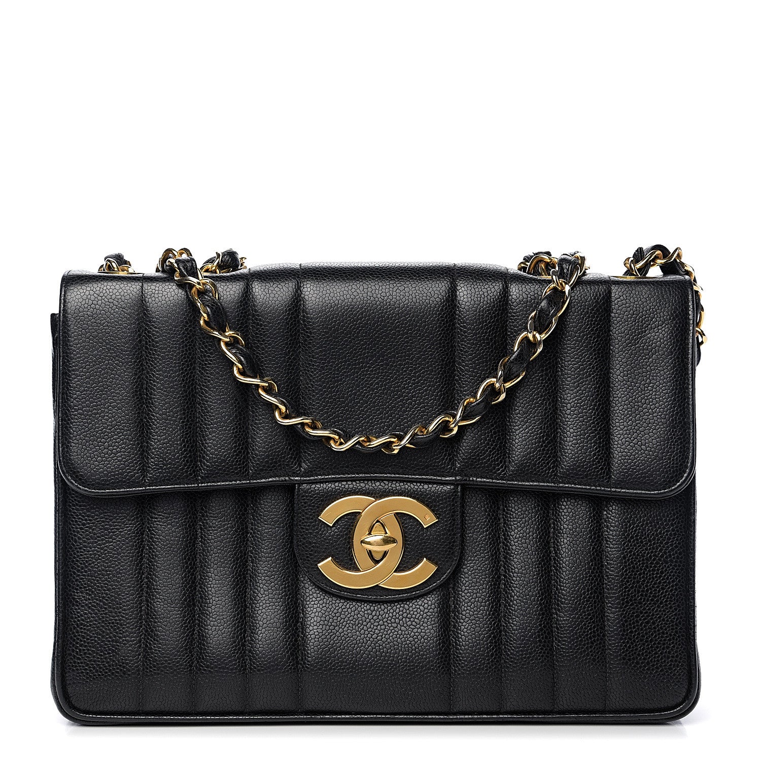 Chanel Caviar Vertical Quilted Jumbo Single Flap Black 1 of 14
