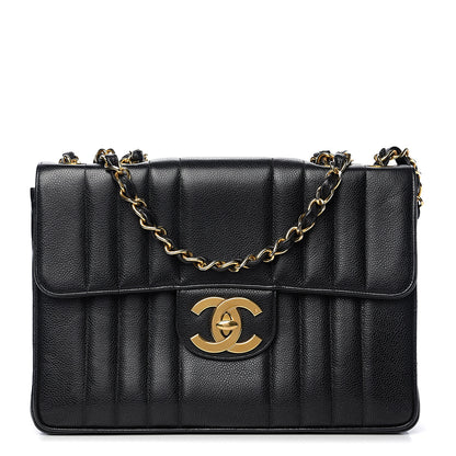 Chanel Caviar Vertical Quilted Jumbo Single Flap Black 1 of 14