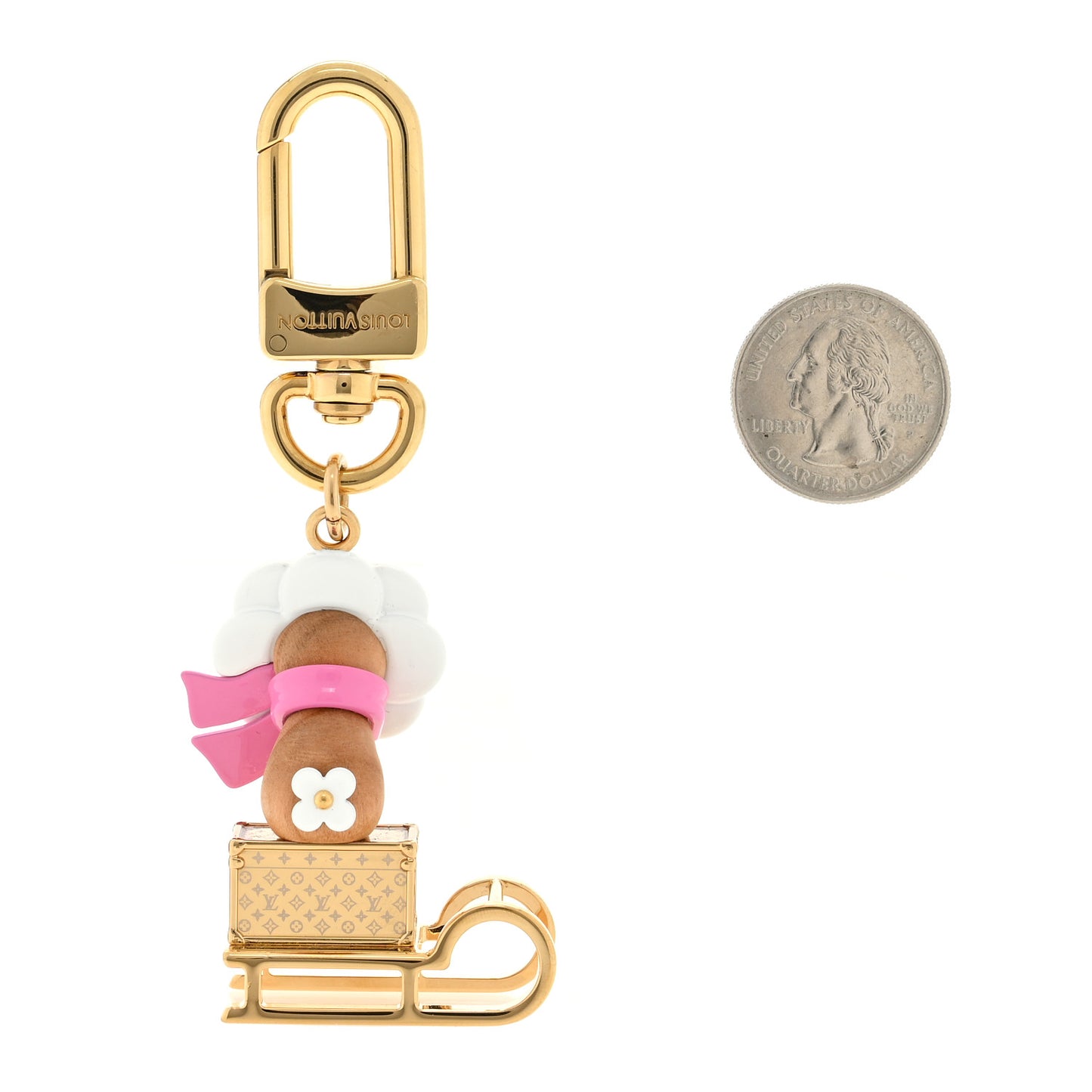 Metal Wood Vivienne Petula Sled Bag Charm Key Holder