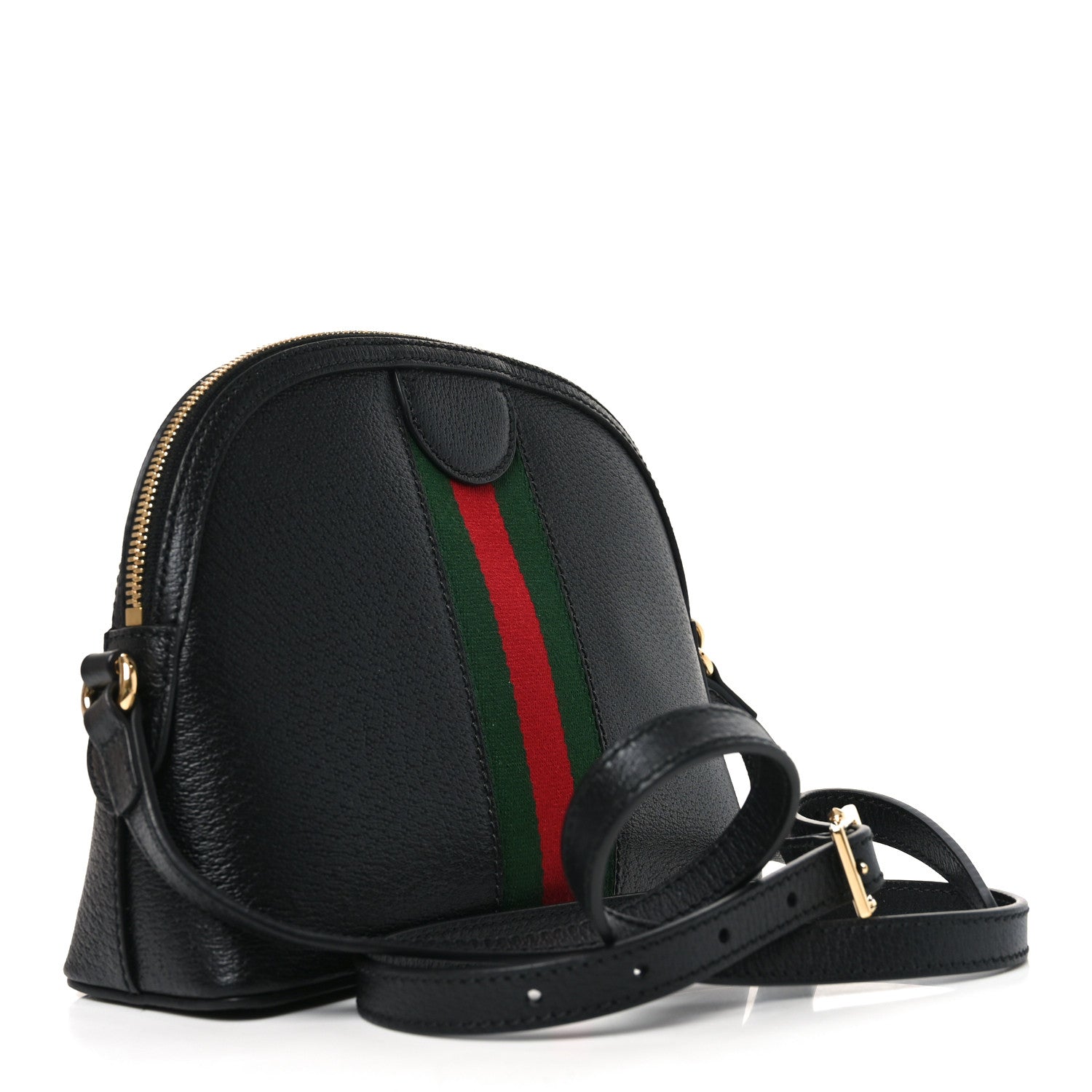 Gucci Calfskin GG Web Small Ophidia Dome Shoulder Bag Black 3 of 10