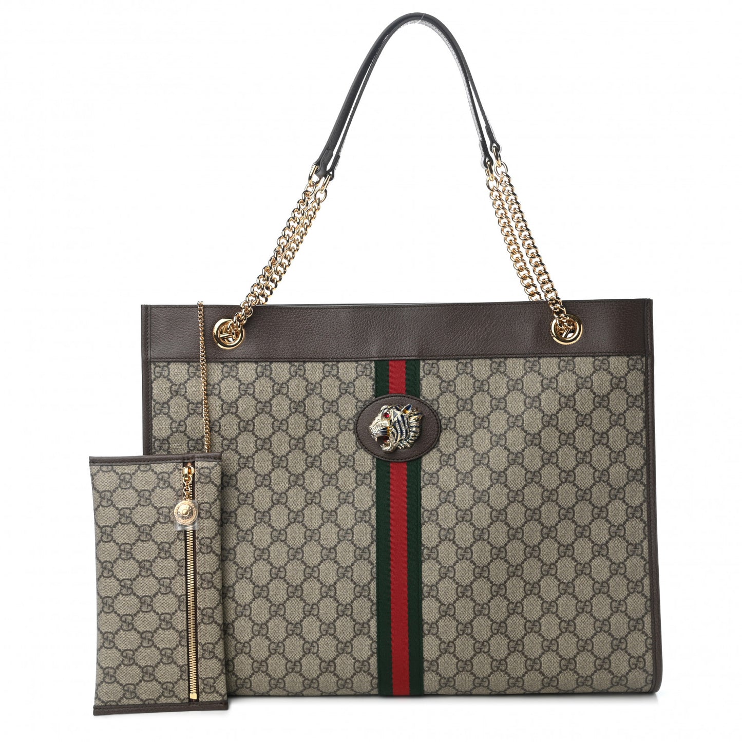 GG Supreme Monogram Large Rajah Chain Tote Beige New Acero