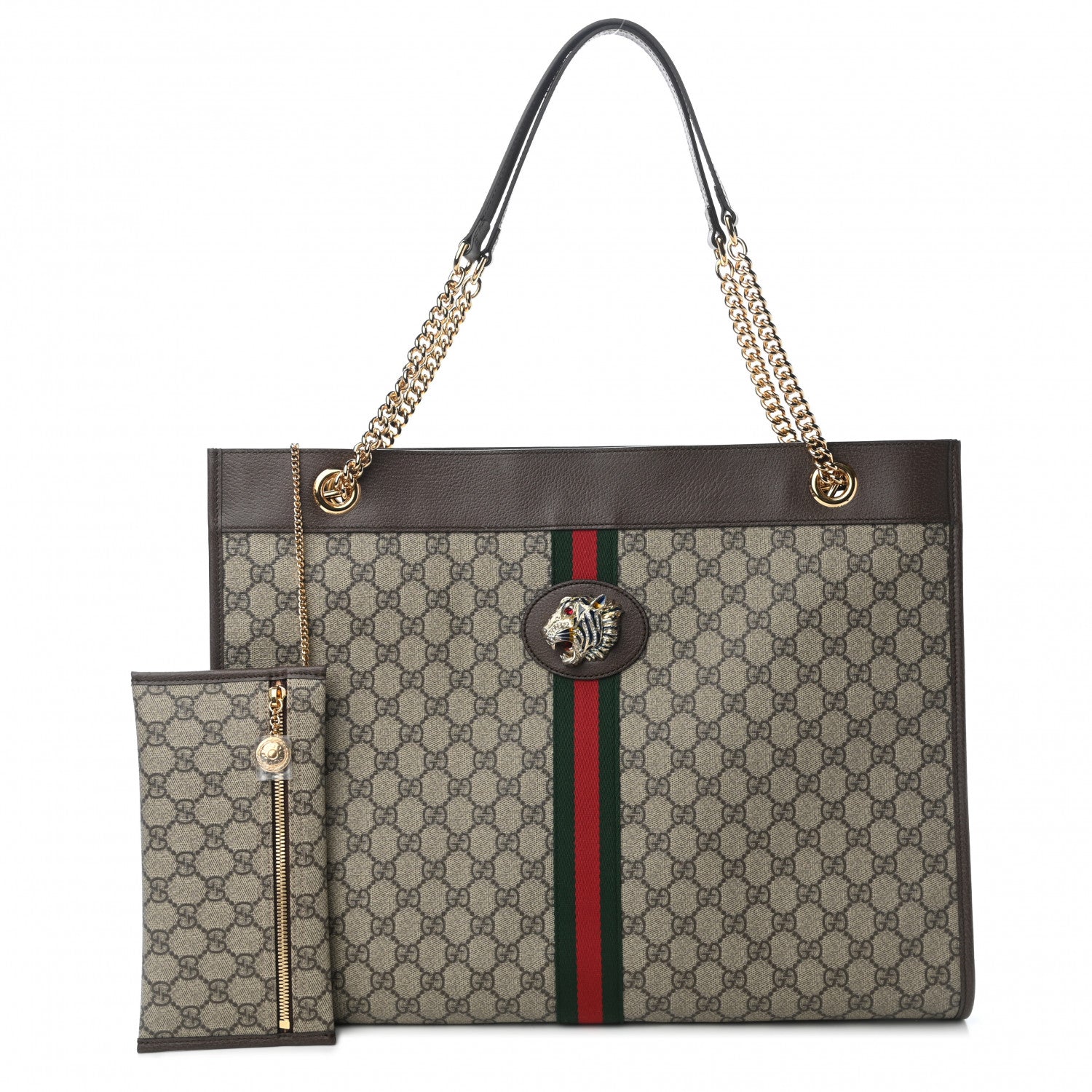 Gucci GG Supreme Monogram Large Rajah Chain Tote Beige New Acero 1 of 10