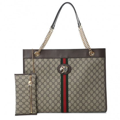 Gucci GG Supreme Monogram Large Rajah Chain Tote Beige New Acero 1 of 10