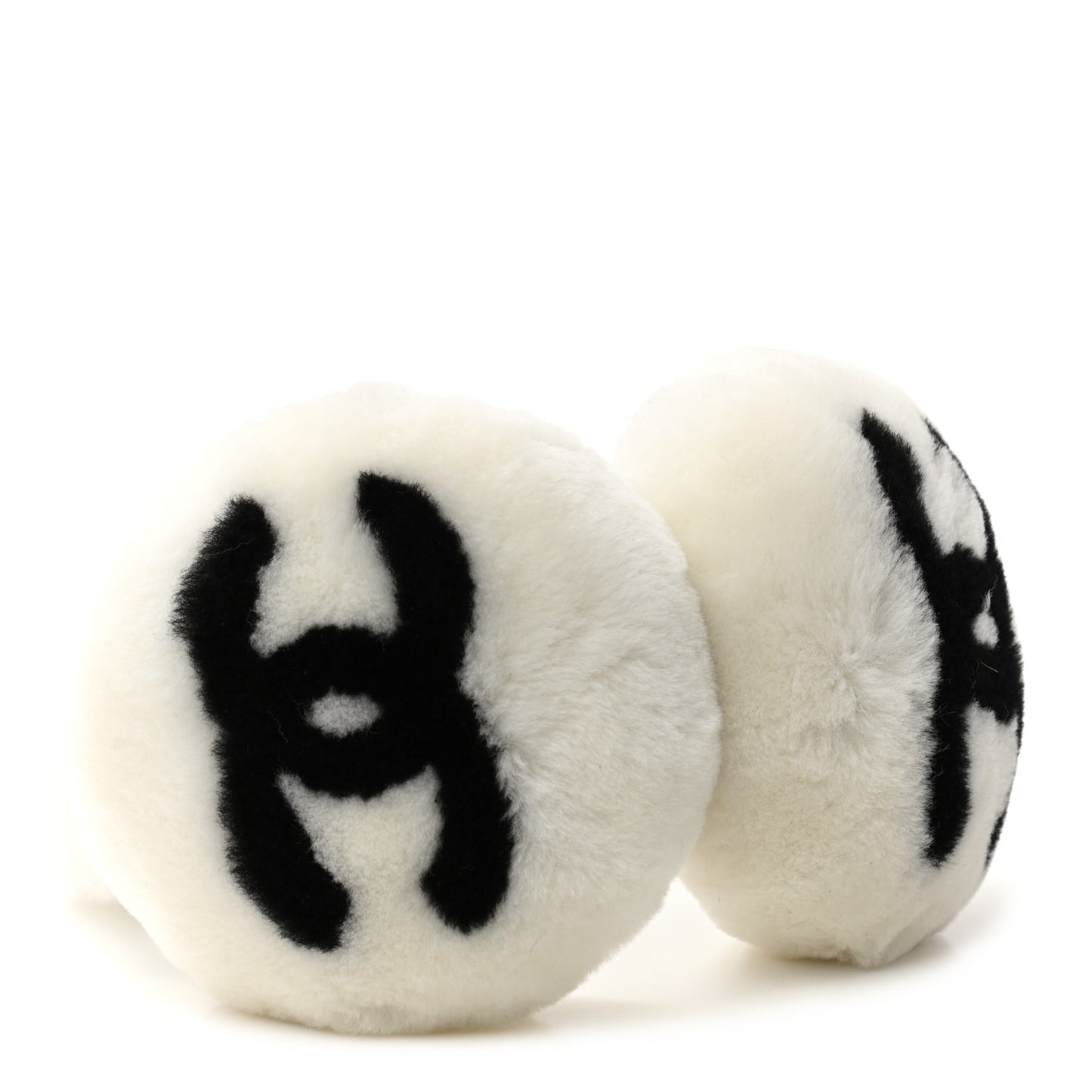 Shearling CC Ear Muffs White Black