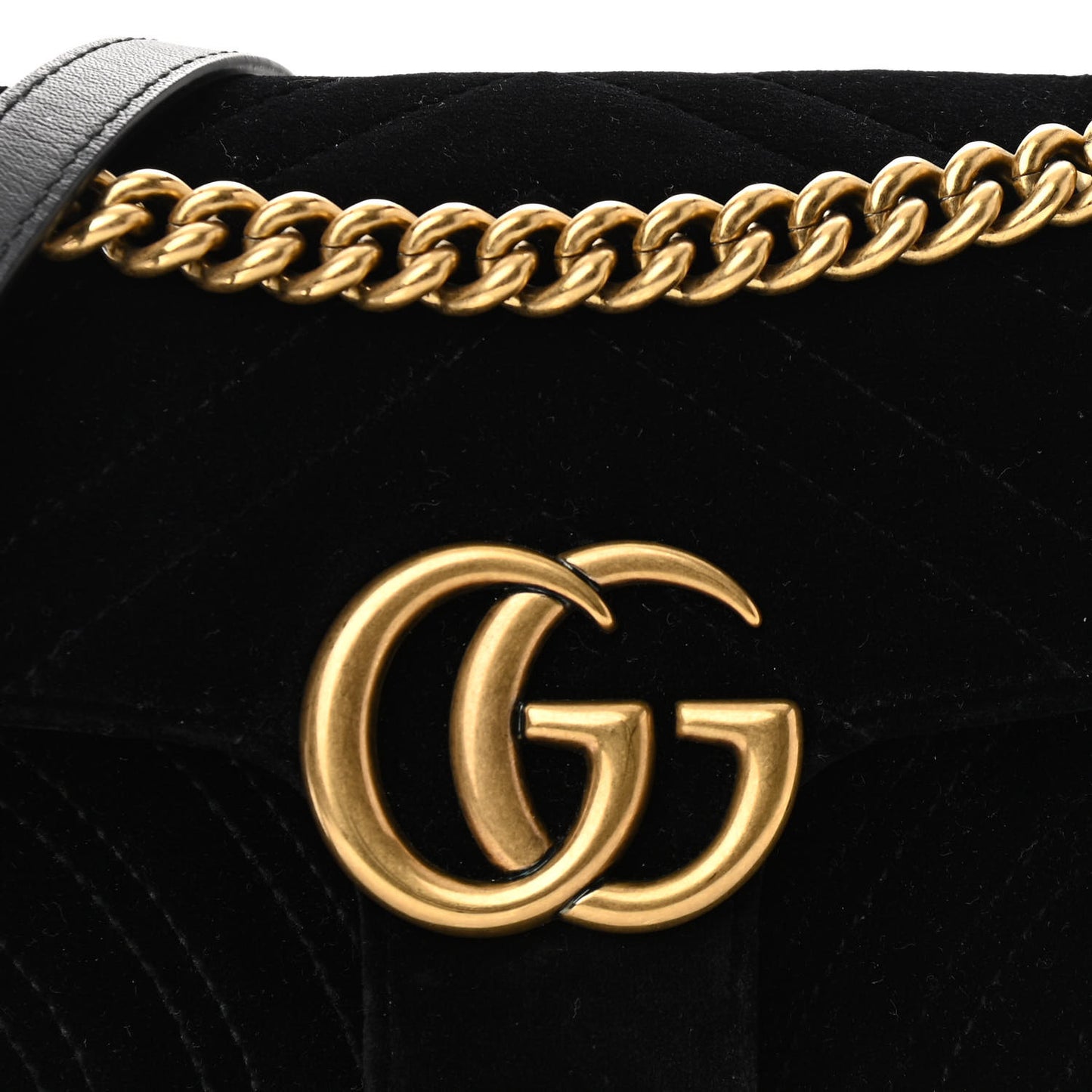 Velvet Matelasse Mini GG Marmont Shoulder Bag Black