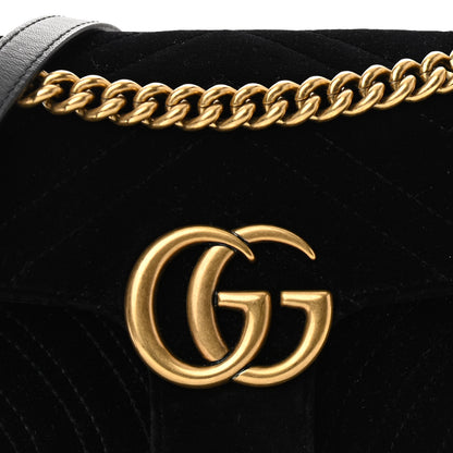 Gucci Velvet Matelasse Mini GG Marmont Shoulder Bag Black 8 of 10