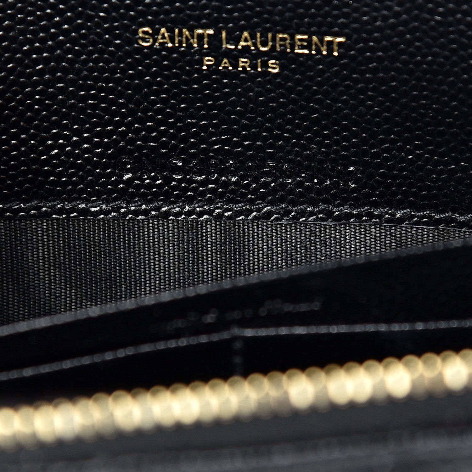 Saint Laurent Grain De Poudre Matelasse Chevron Monogram Envelope Chain Wallet Black 6 of 12