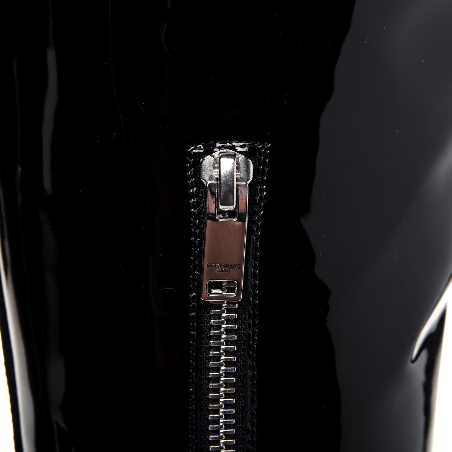 Saint Laurent Patent Knee High Boots 34.5 Black 9 of 11