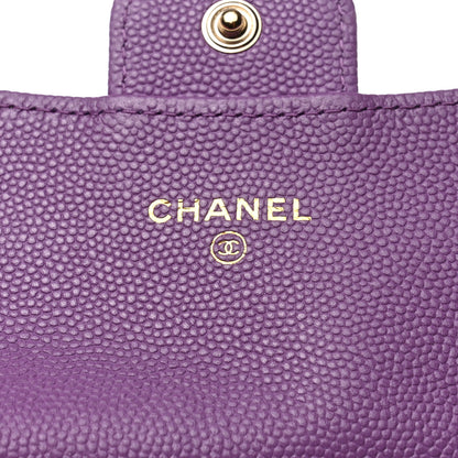 Chanel Caviar Quilted Flap Card Holder Wallet Purple 5 of 8