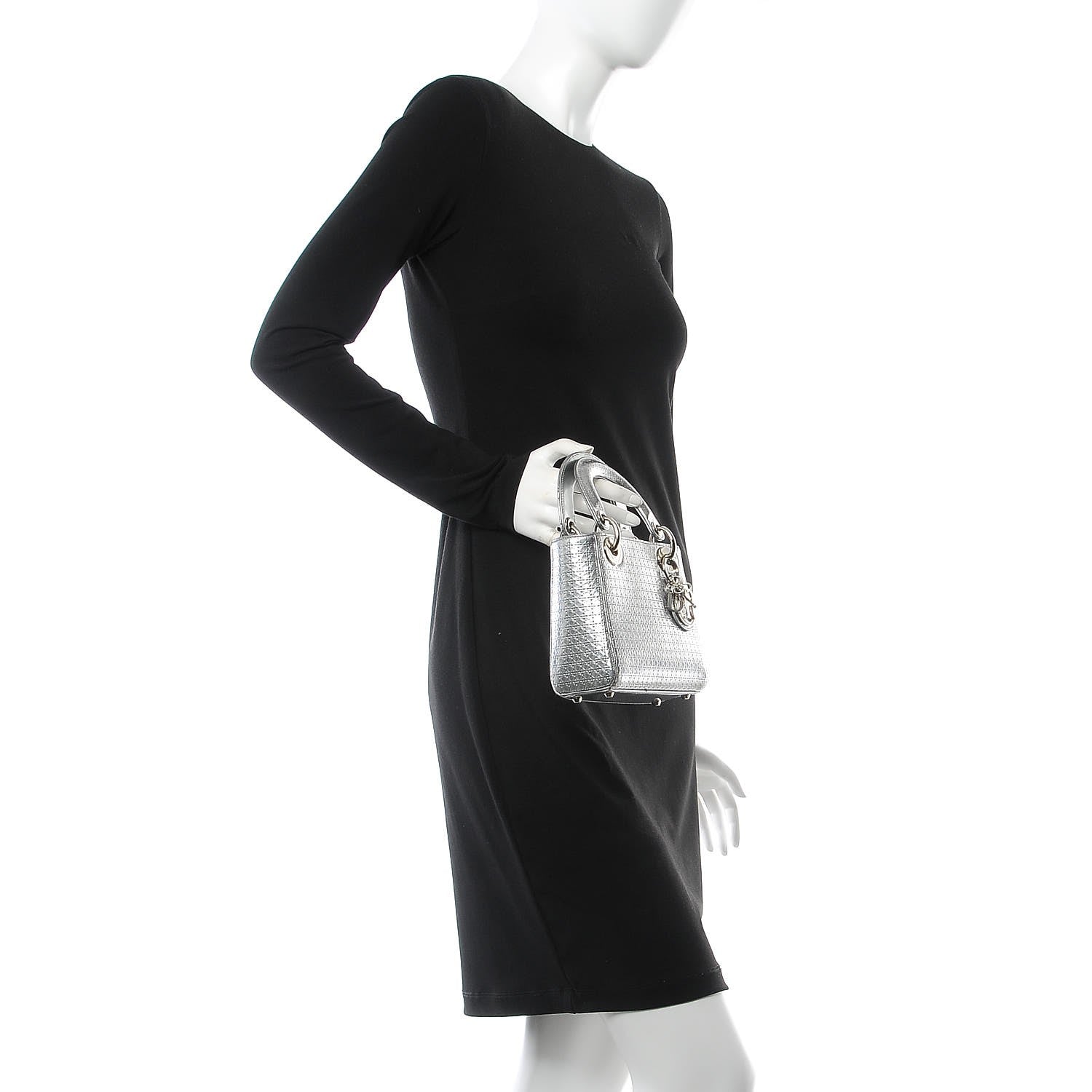 Christian Dior Metallic Patent Micro-Cannage Mini Lady Dior Silver 2 of 9