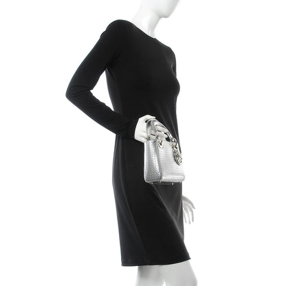 Christian Dior Metallic Patent Micro-Cannage Mini Lady Dior Silver 2 of 9