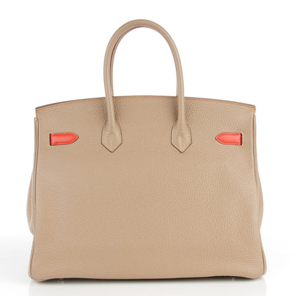 Hermes Taurillon Clemence Swift Tri-Color Birkin 35 Sanguine Gris Tourterelle Moutarde 5 of 23
