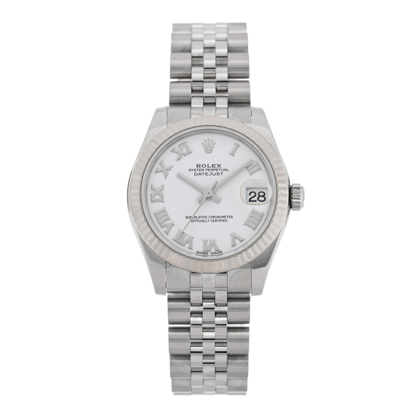 Stainless Steel 18K White Gold 31mm Oyster Perpetual Datejust Watch White Roman 178274