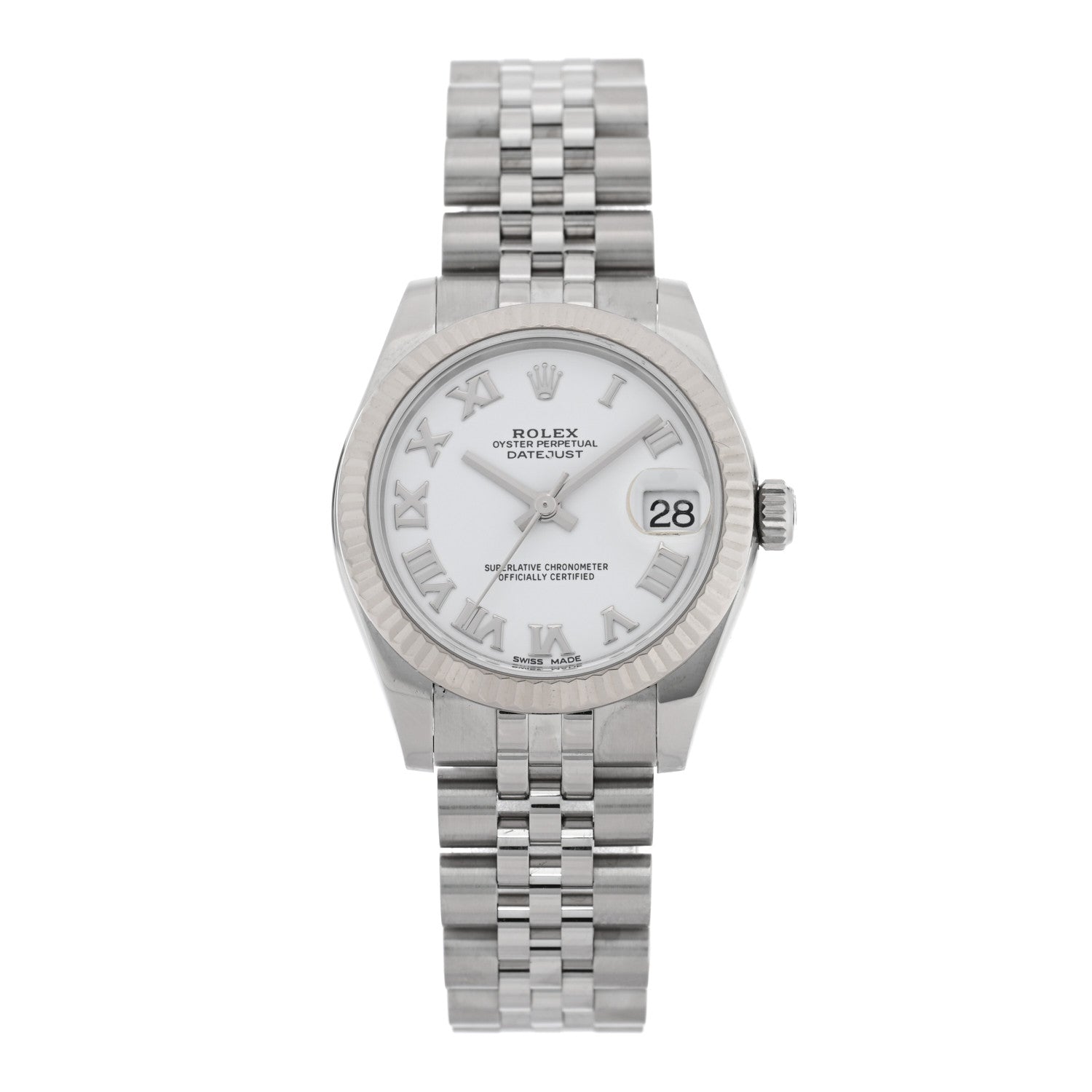 Rolex Stainless Steel 18K White Gold 31mm Oyster Perpetual Datejust Watch White Roman 178274 1 of 5