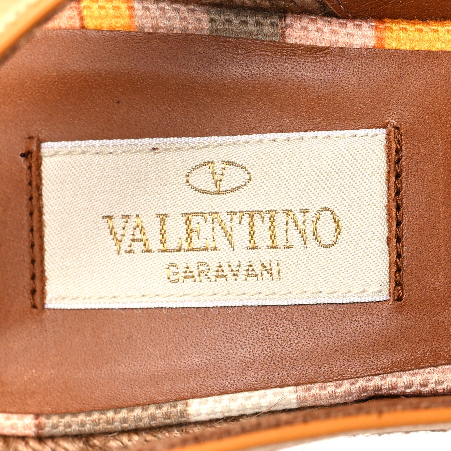 Valentino Garavani Calfskin Canvas Native Couture 1975 Espadrille Wedge Slingback Sandals 38 Mandarin Sorbet Multicolor 8 of 8