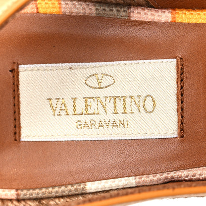 Valentino Garavani Calfskin Canvas Native Couture 1975 Espadrille Wedge Slingback Sandals 38 Mandarin Sorbet Multicolor 8 of 8