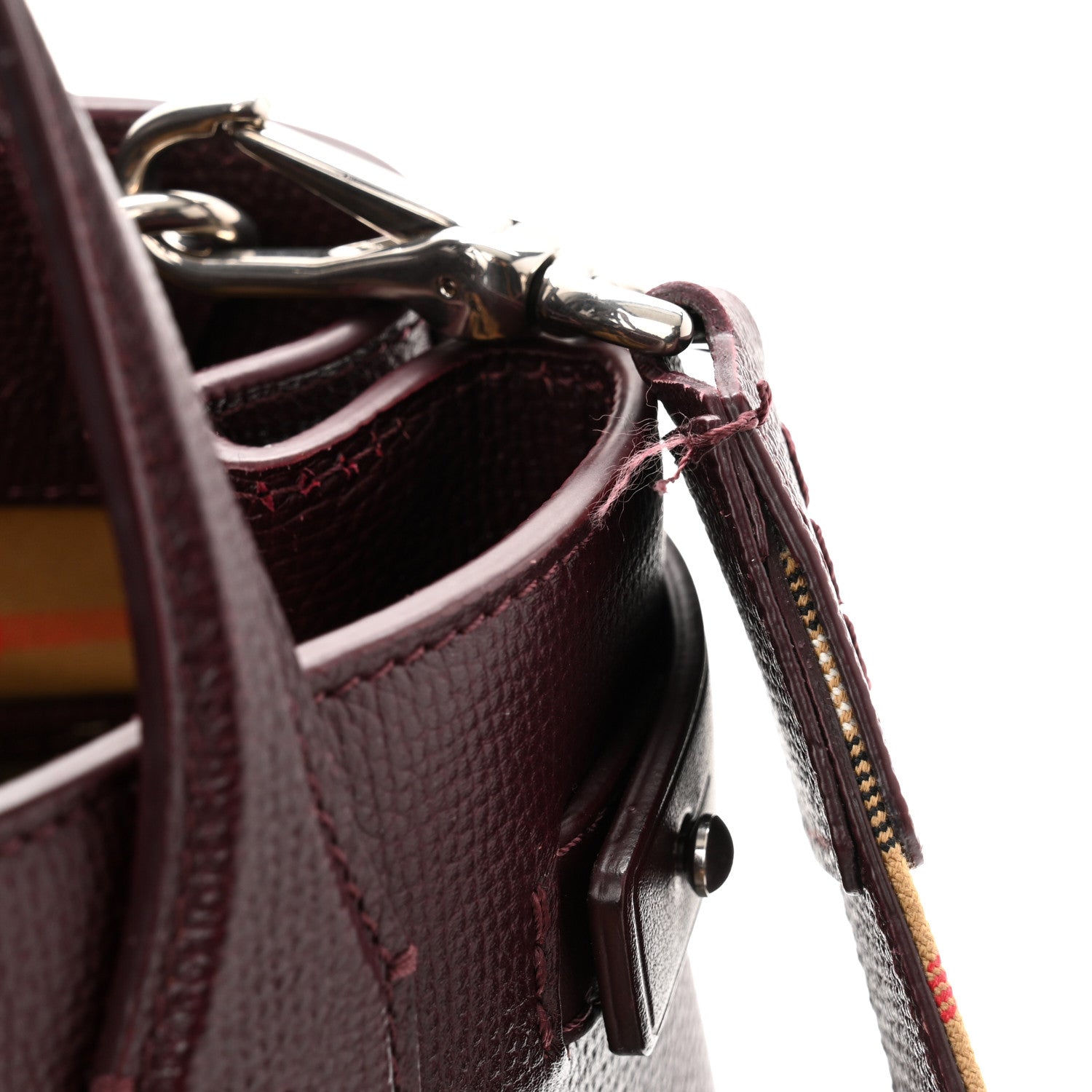 Burberry Derby Calfskin House Check Small Banner Tote Mahogany Red 10 of 11