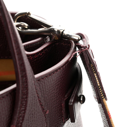 Burberry Derby Calfskin House Check Small Banner Tote Mahogany Red 10 of 11