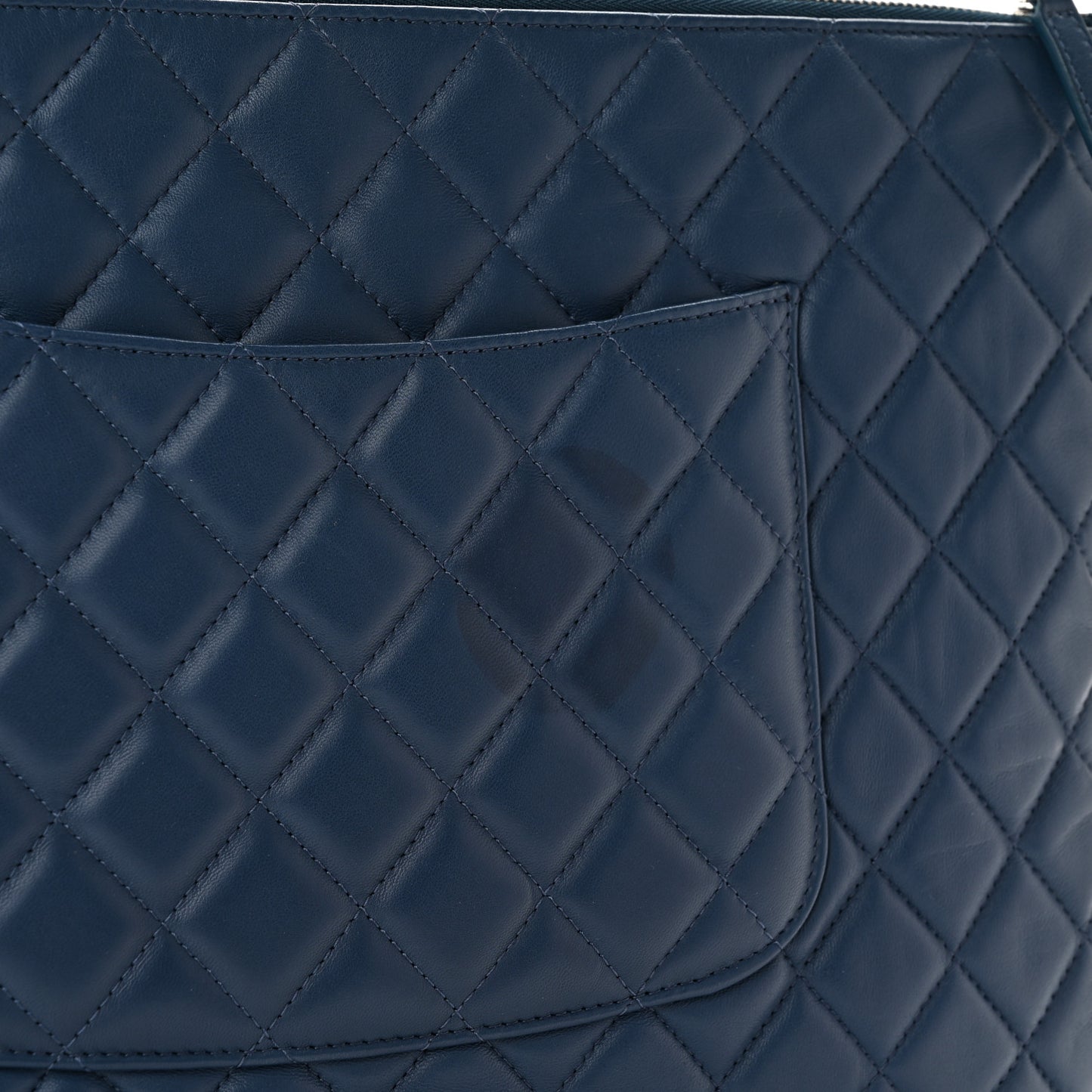 Lambskin Quilted Large Cosmetic Case Navy
