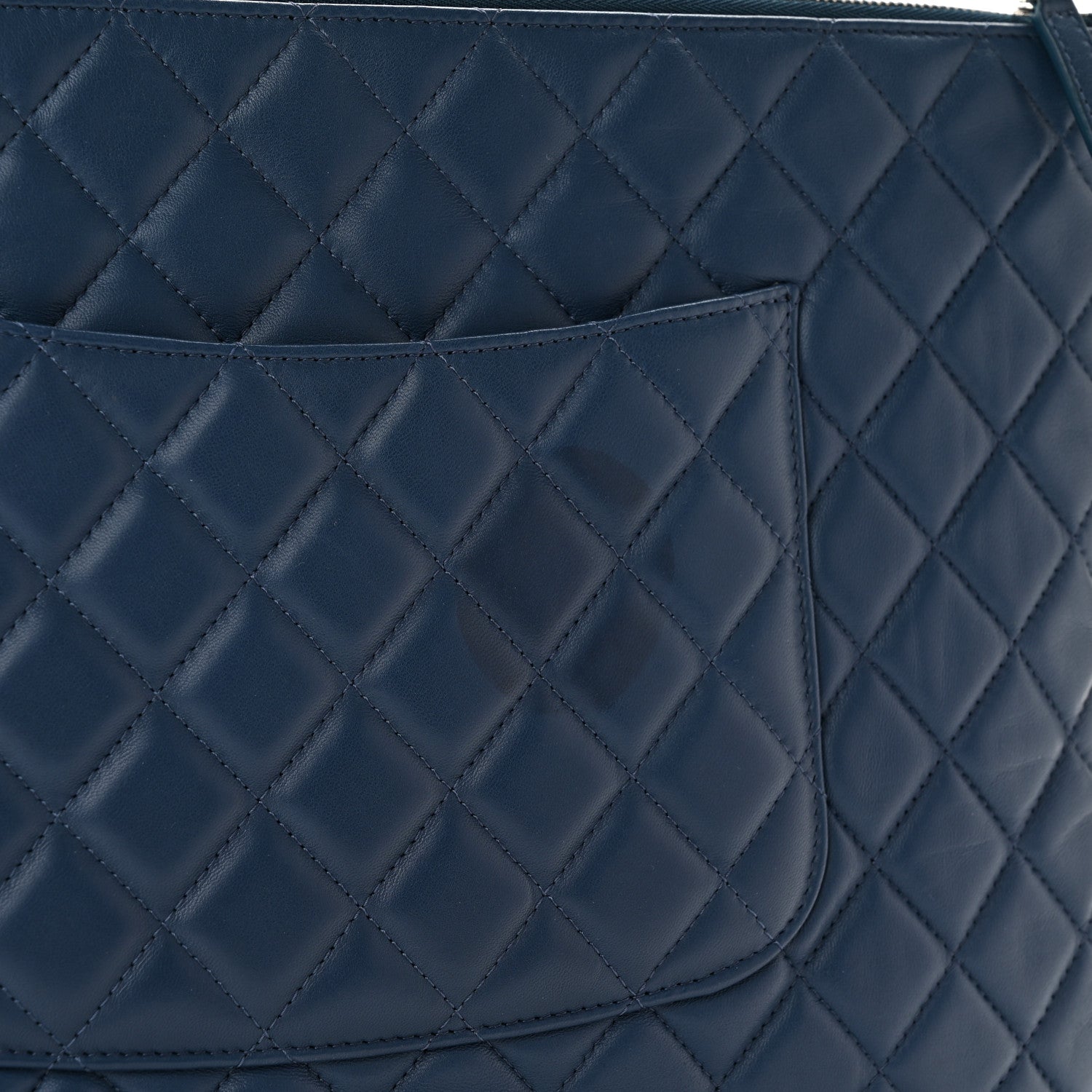 Chanel Lambskin Quilted Large Cosmetic Case Navy 8 of 10