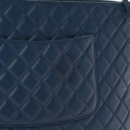 Chanel Lambskin Quilted Large Cosmetic Case Navy 8 of 10