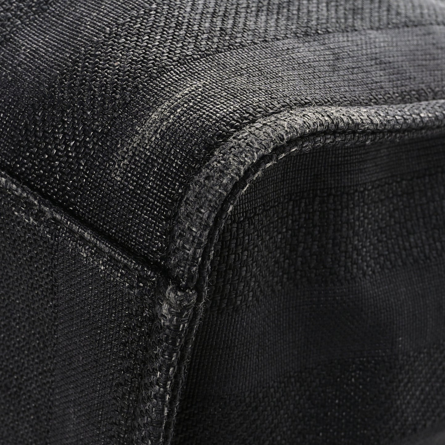 Mixed Fibers Calfskin Striped Medium Deauville Tote Black