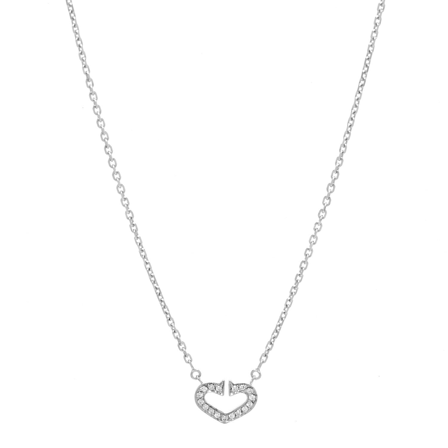 product image of CARTIER 18K White Gold Diamond Small Hearts and Symbols Pendant Necklace FASHIONPHILE