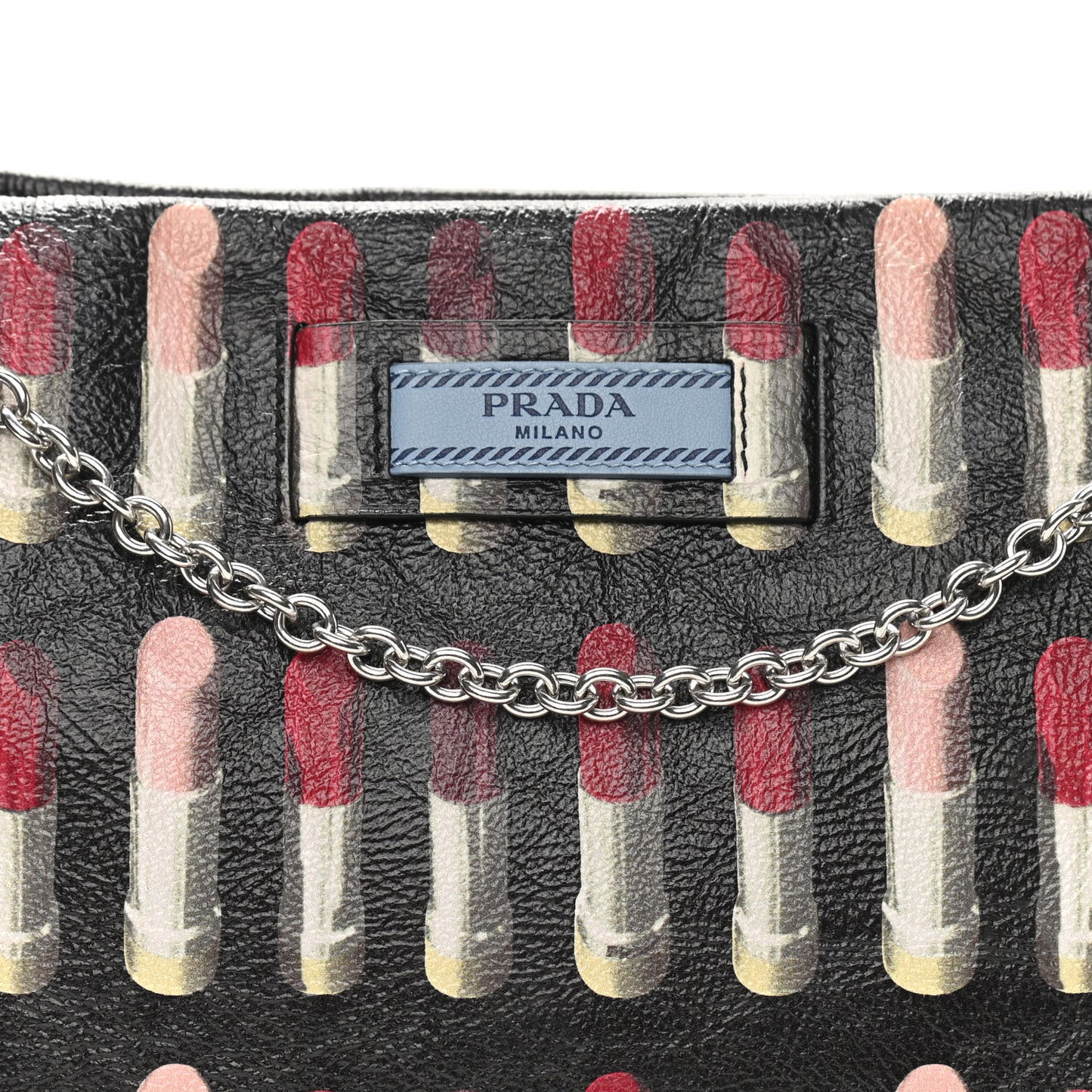 Glace Calfskin Lipstick Print Chain Crossbody Black