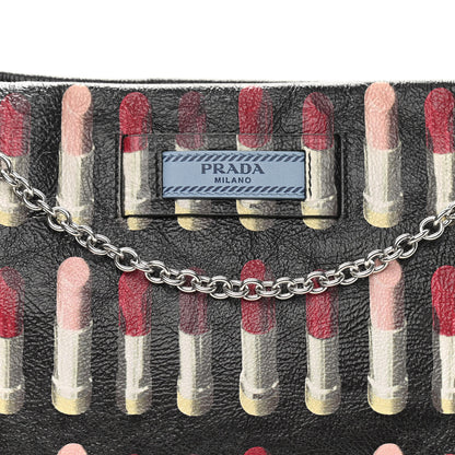 Prada Glace Calfskin Lipstick Print Chain Crossbody Black 7 of 10
