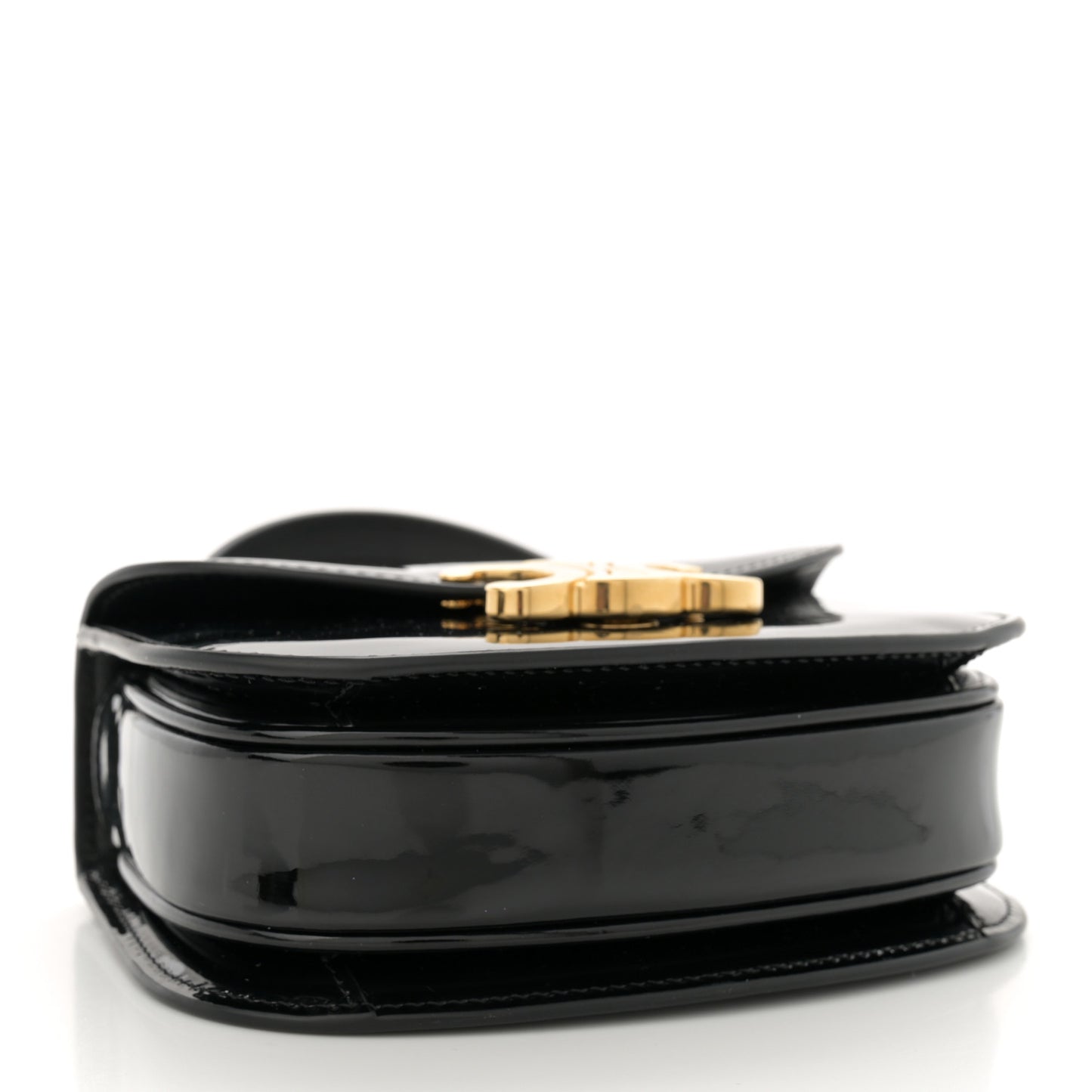 Patent Calfskin Triomphe Mini Besace Clea Black