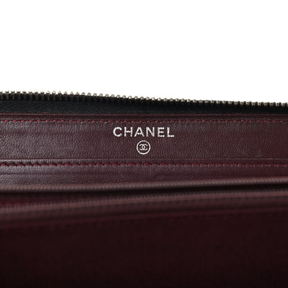 Chanel Lambskin Quilted Large Gusset Zip Around Wallet Black 6 of 11