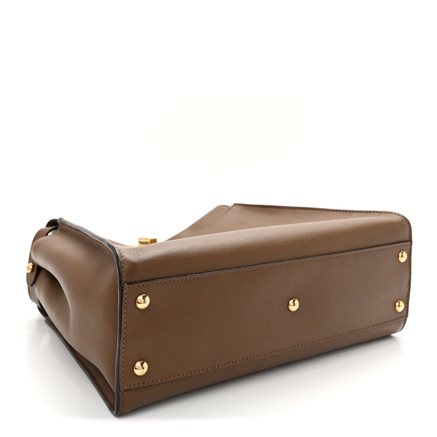 Fendi Vitello Seta Fabric Jacquard Pequin Medium Peekaboo Iconic Satchel Foresta Tobacco 4 of 11
