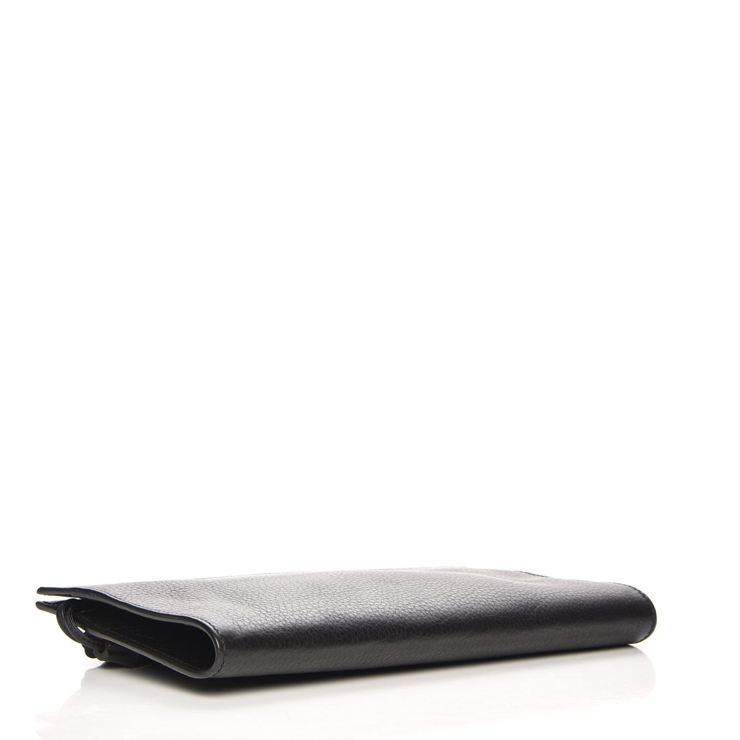 Pebbled Calfskin Broadway Bamboo Tassel Clutch Black