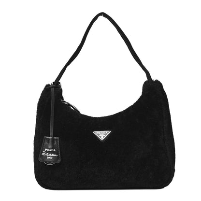 Prada Shearling Mini Re-Edition 2000 Bag Black 1 of 11