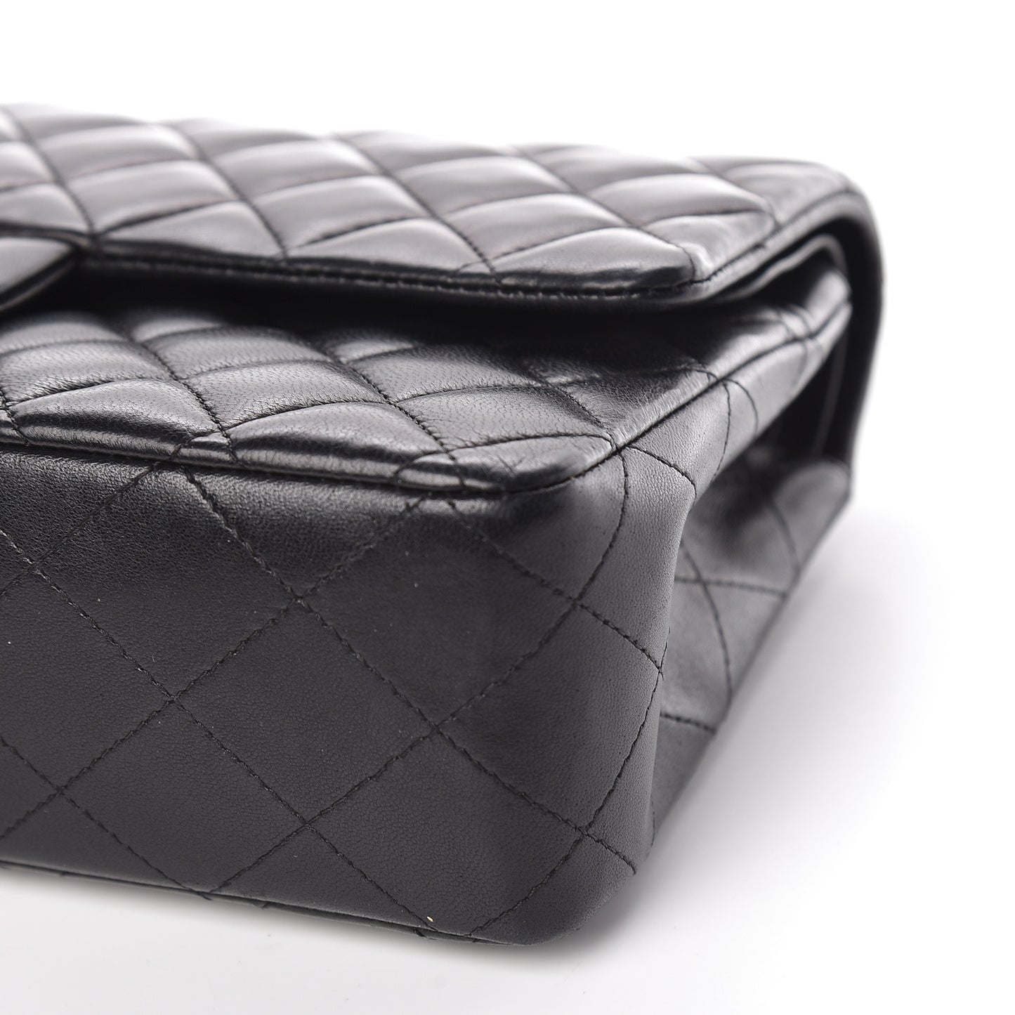 Lambskin Quilted Medium Double Flap Black