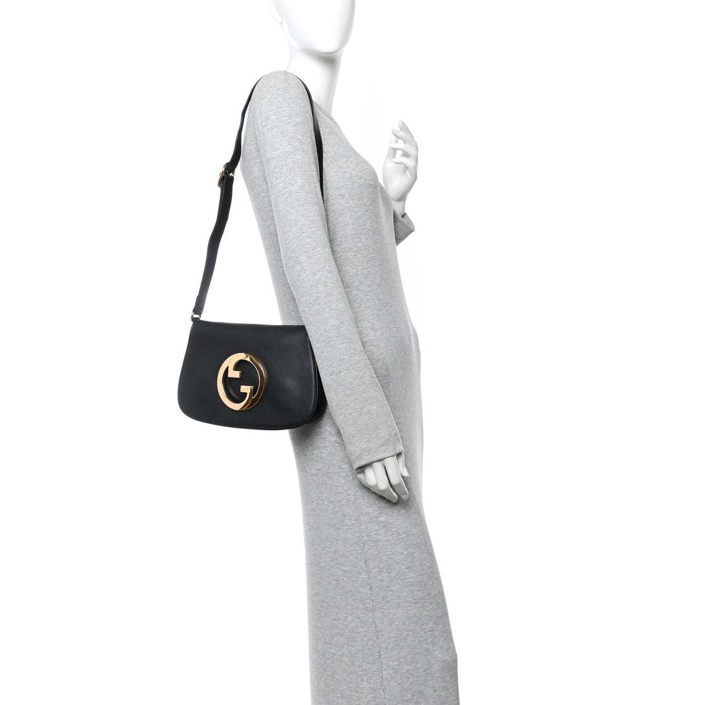 Roxy Calfskin Blondie Chain Shoulder Flap Bag Black