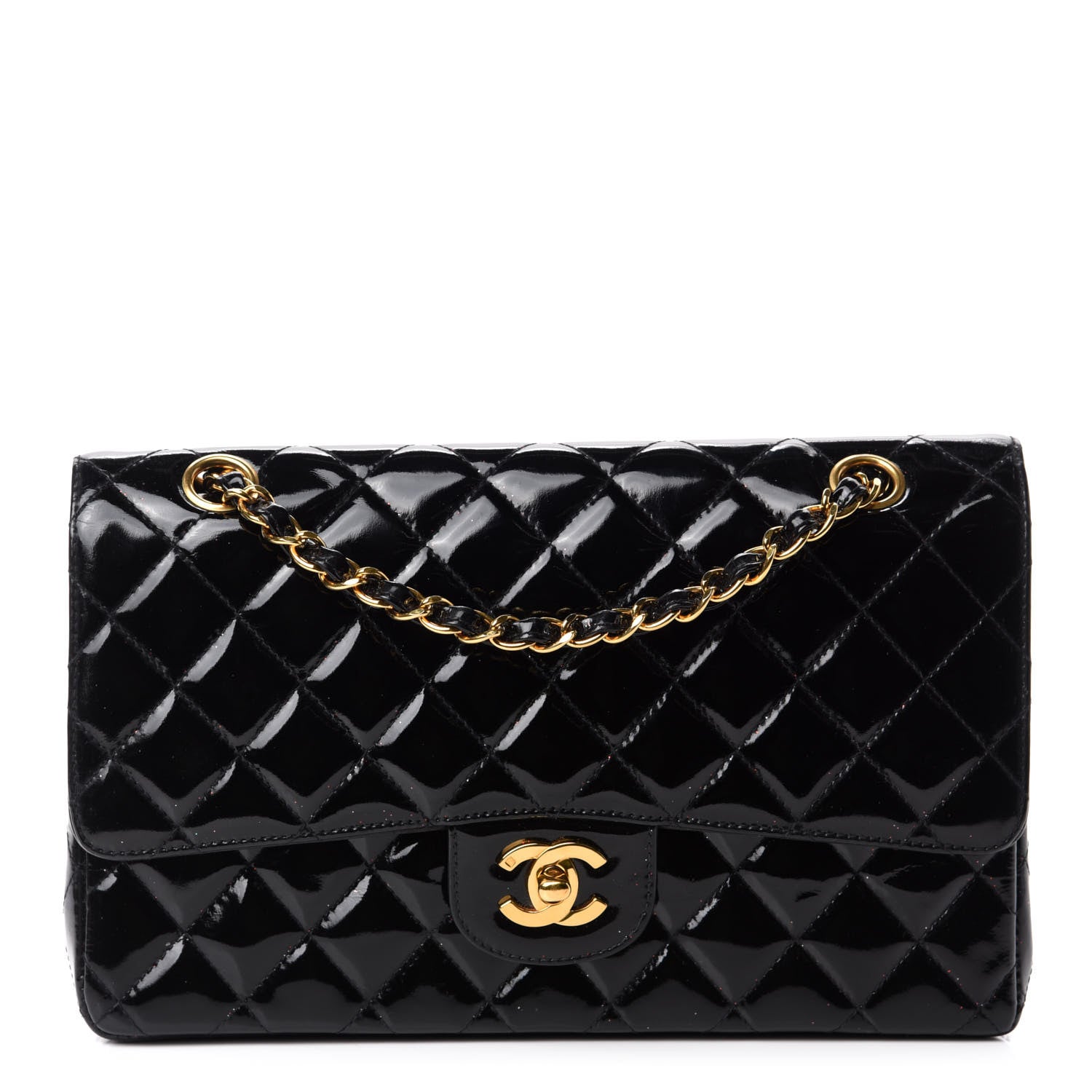 Chanel Patent Quilted Medium Double Flap Black 1 of 18