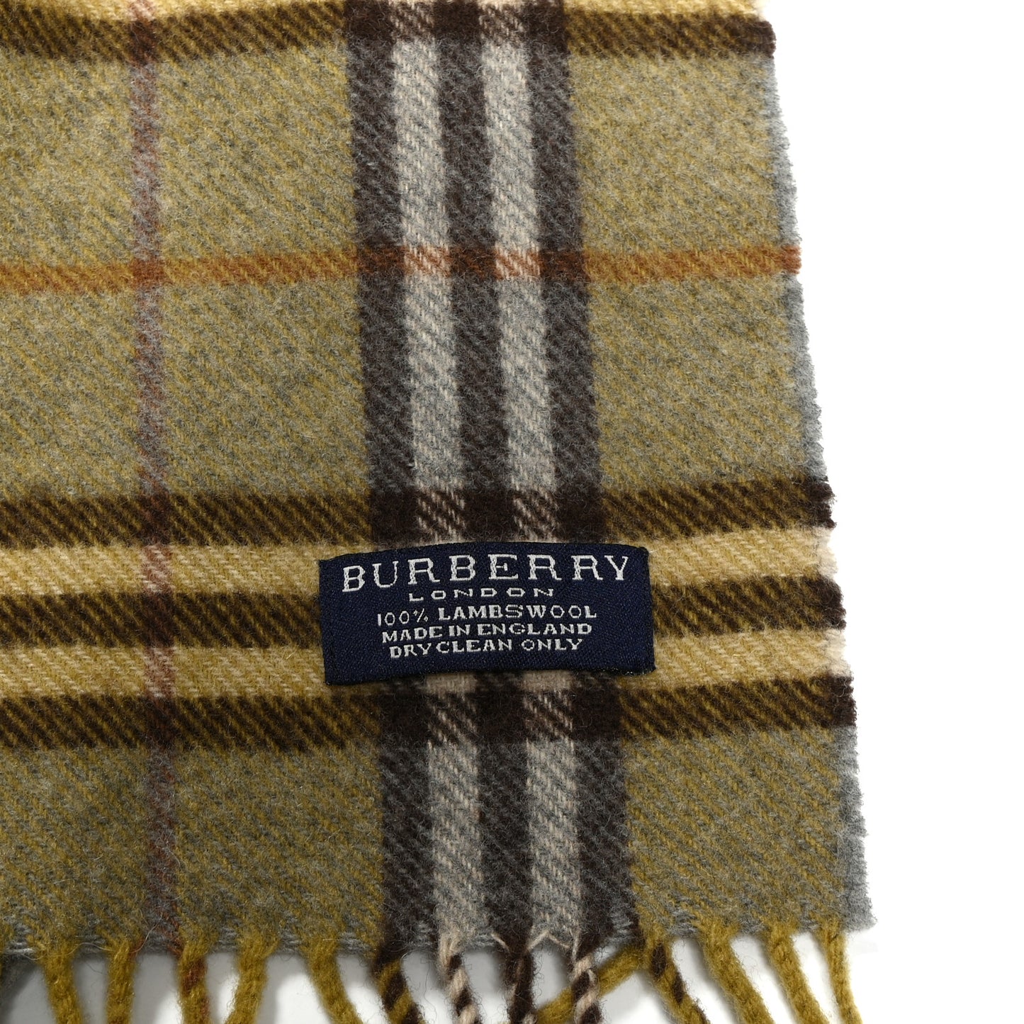 Cashmere Vintage Check Fringe Scarf Green