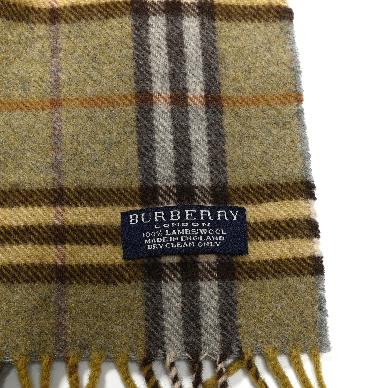 Burberry Cashmere Vintage Check Fringe Scarf Green 6 of 6
