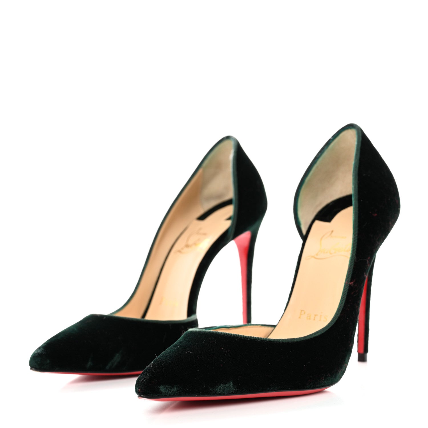 Christian Louboutin Velluto Stamp Iriza 100 Pumps 36.5 Verde 3 of 7