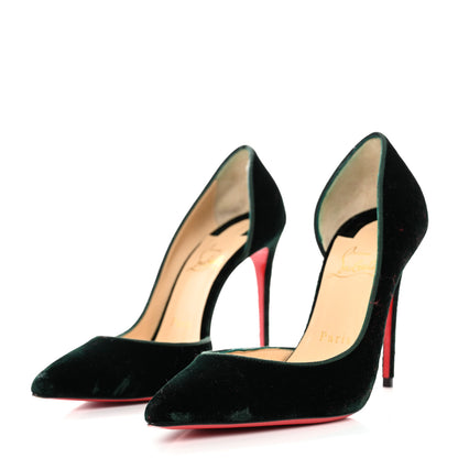 Christian Louboutin Velluto Stamp Iriza 100 Pumps 36.5 Verde 3 of 7