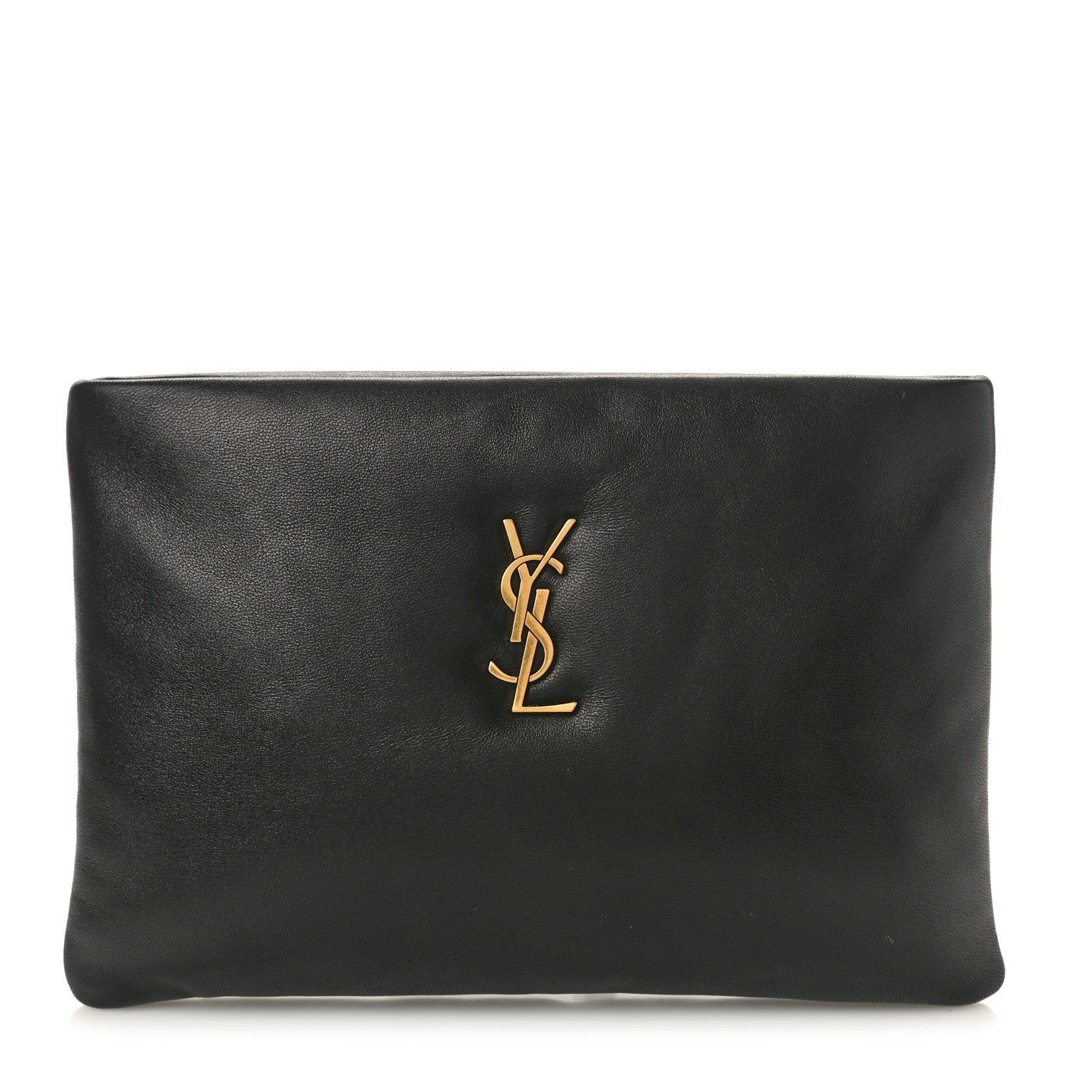 Saint Laurent Lambskin Small Calypso Pouch Black 1 of 8
