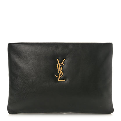 Saint Laurent Lambskin Small Calypso Pouch Black 1 of 8