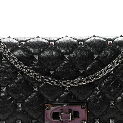 Valentino Garavani Craquele Nappa Rockstud Spike Wallet on Chain Black 7 of 9
