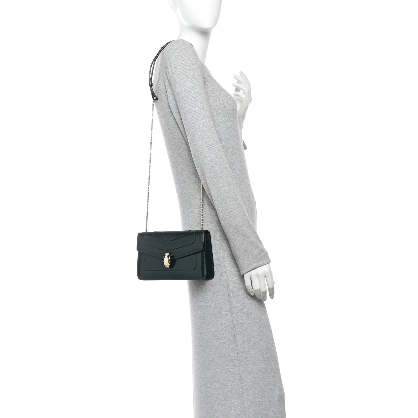 Metallic Serpenti Forever Small Shoulder Bag Green