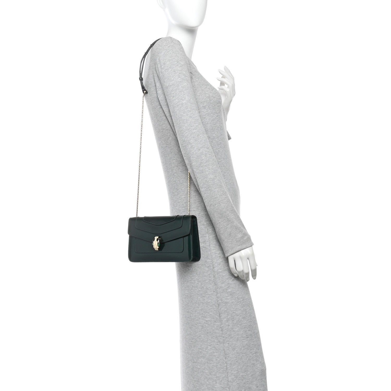 Bulgari Metallic Serpenti Forever Small Shoulder Bag Green 2 of 12