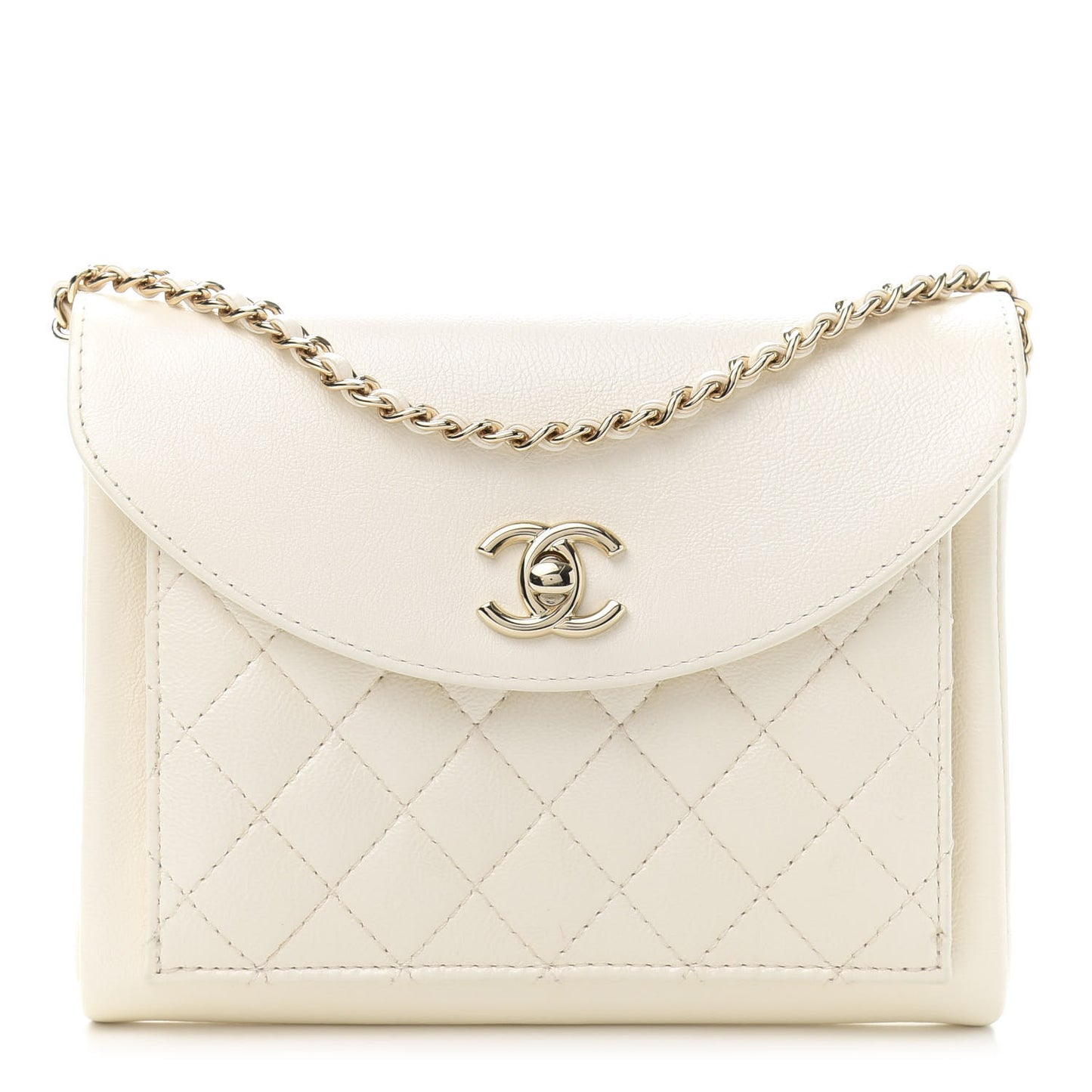 Calfskin Quilted Smart Pocket Crossbody Bag White