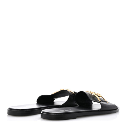 Louis Vuitton Calfskin Lock It Flat Mule 38 Black 5 of 9