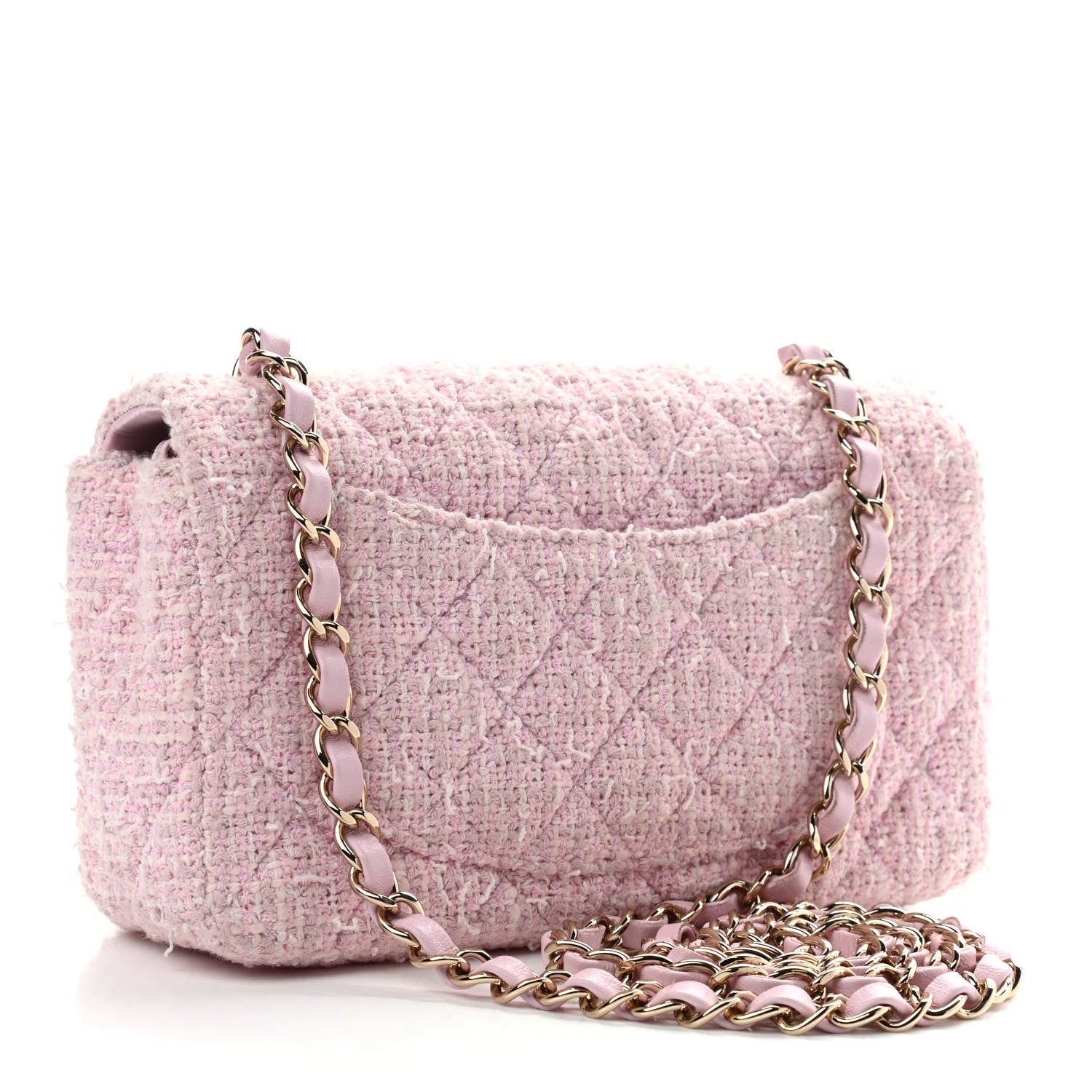 Chanel Tweed Quilted Mini Rectangular Flap Pink 3 of 14